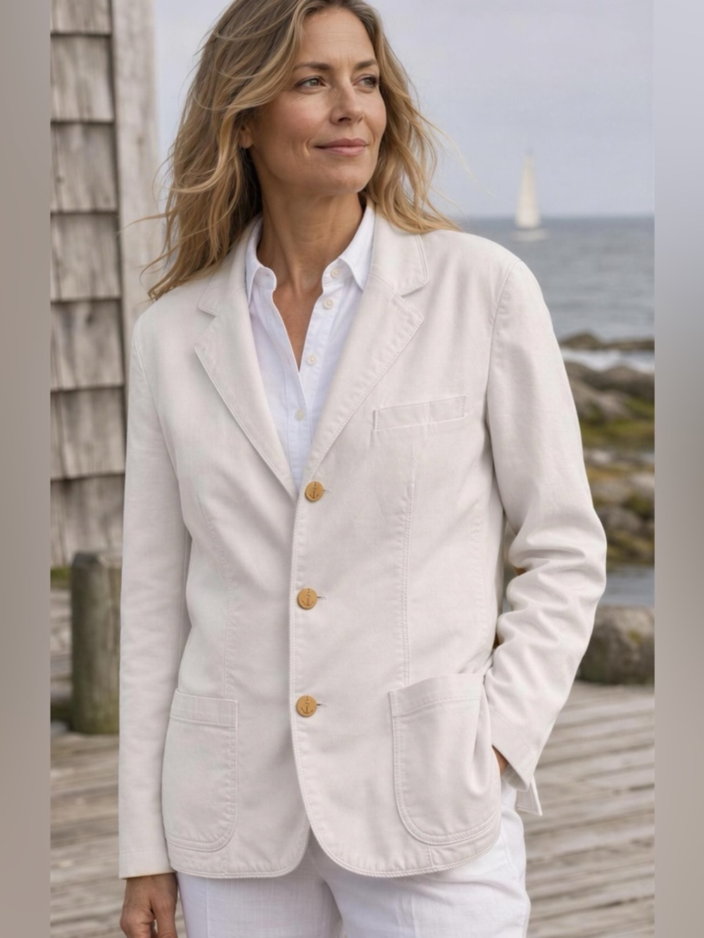 Polo Ralph Lauren White Nautical Cotton Blazer Gold Anchor Buttons Size 14 NWT - Picture 16 of 16